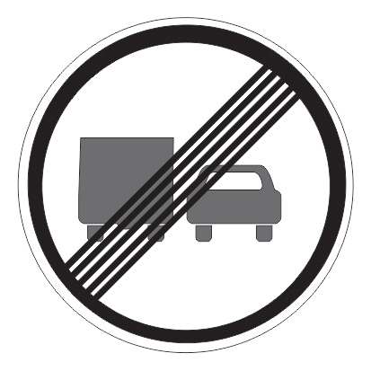 3.23 Конец зоны запрещения обгона грузовым автомобилям